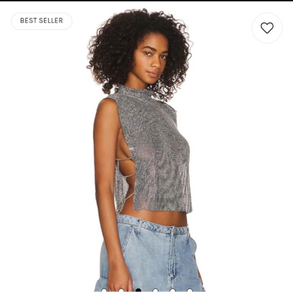 8 Other Reasons Revolve rhinestone mesh cowl neck top